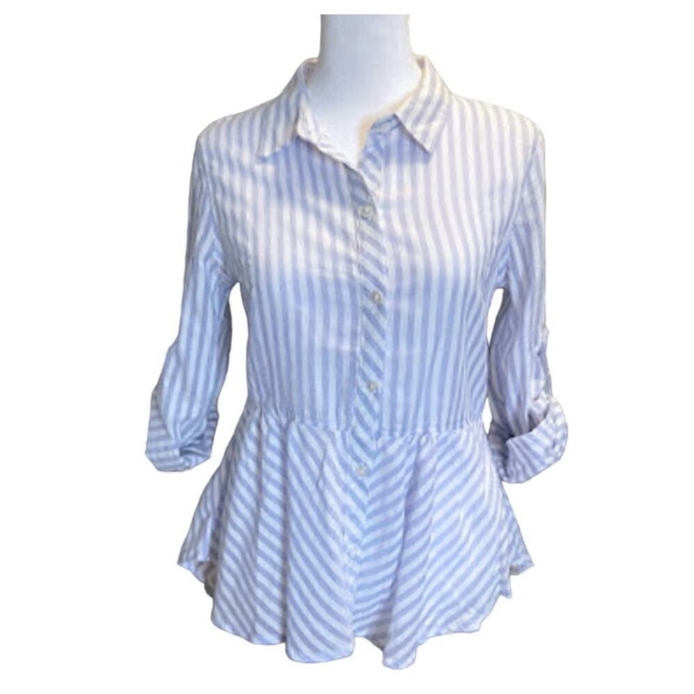 Love Notes Striped Blue and White Women's Top